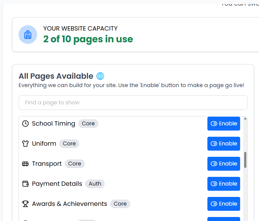 Choose Only the Pages Your School Needs