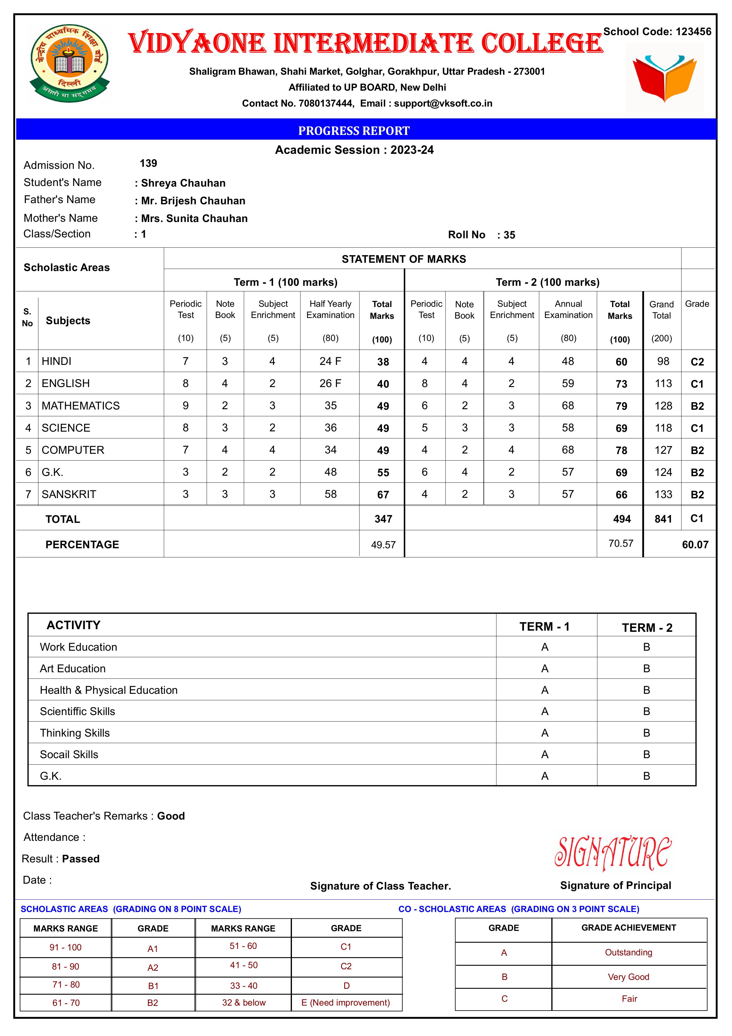 MARKSHEET023
