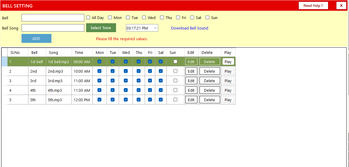Smart-Bell-Scheduling