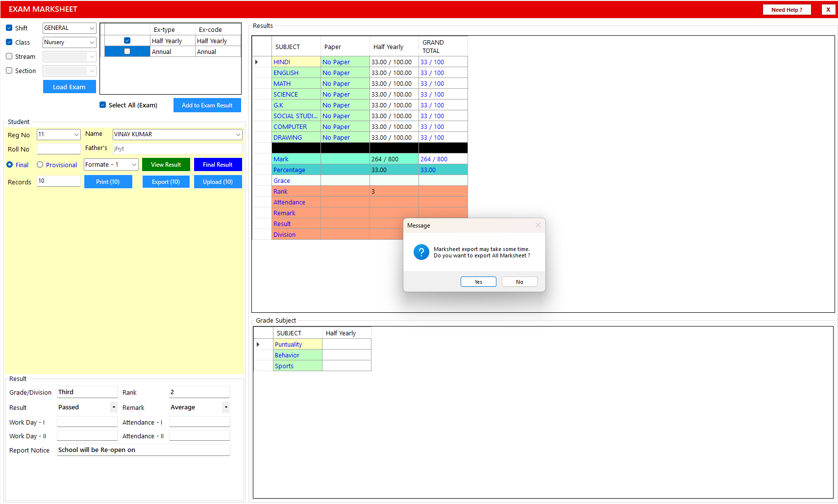 Bulk Marksheet Printing and Export Made Easy