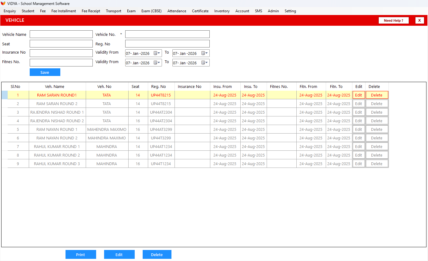 Manage Vehicle Records