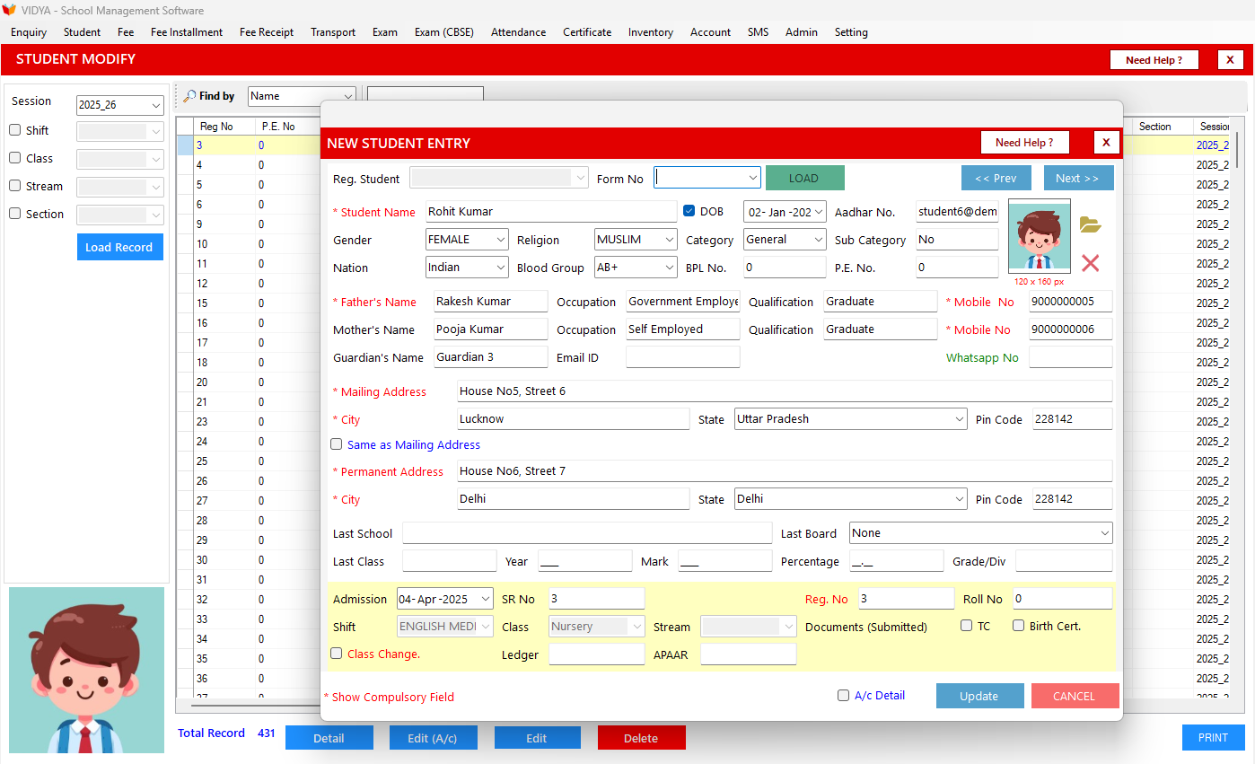 Update Student Records Anytime