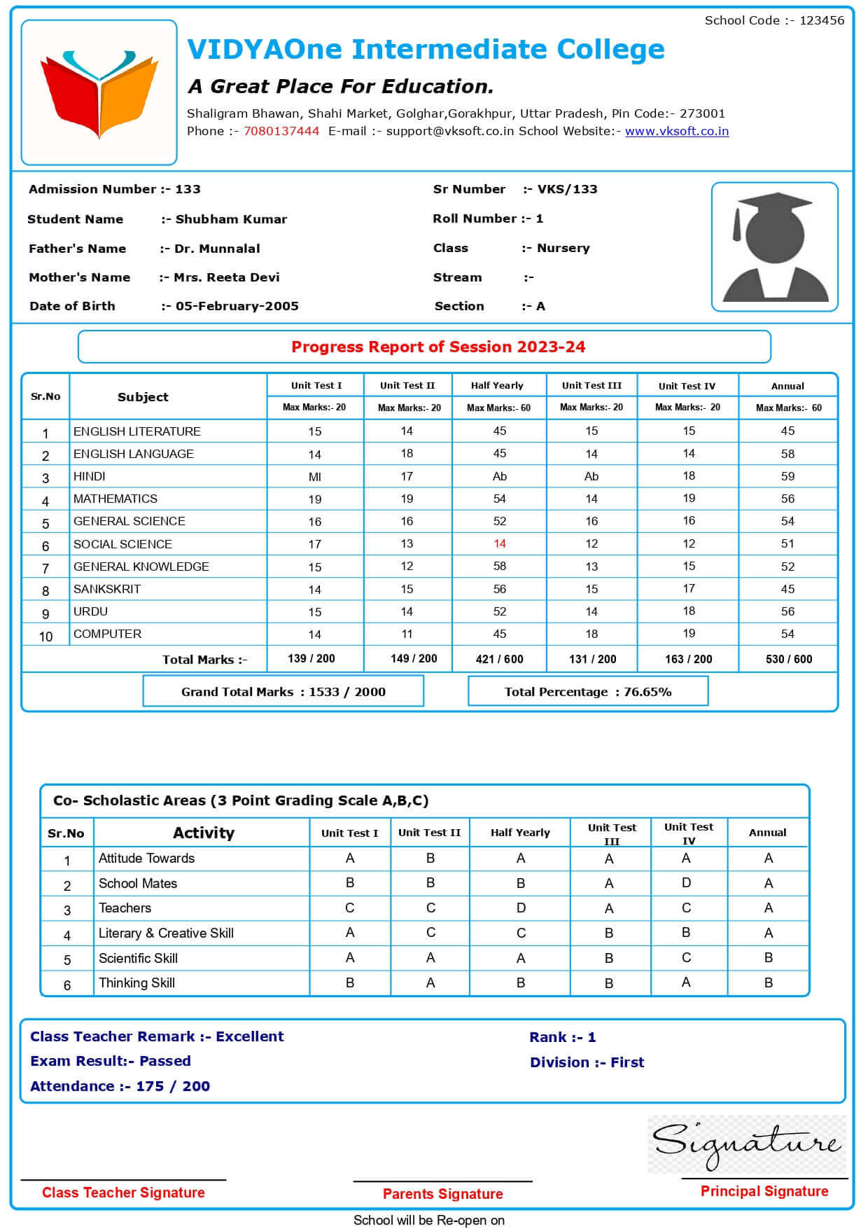 MARKSHEET034-I