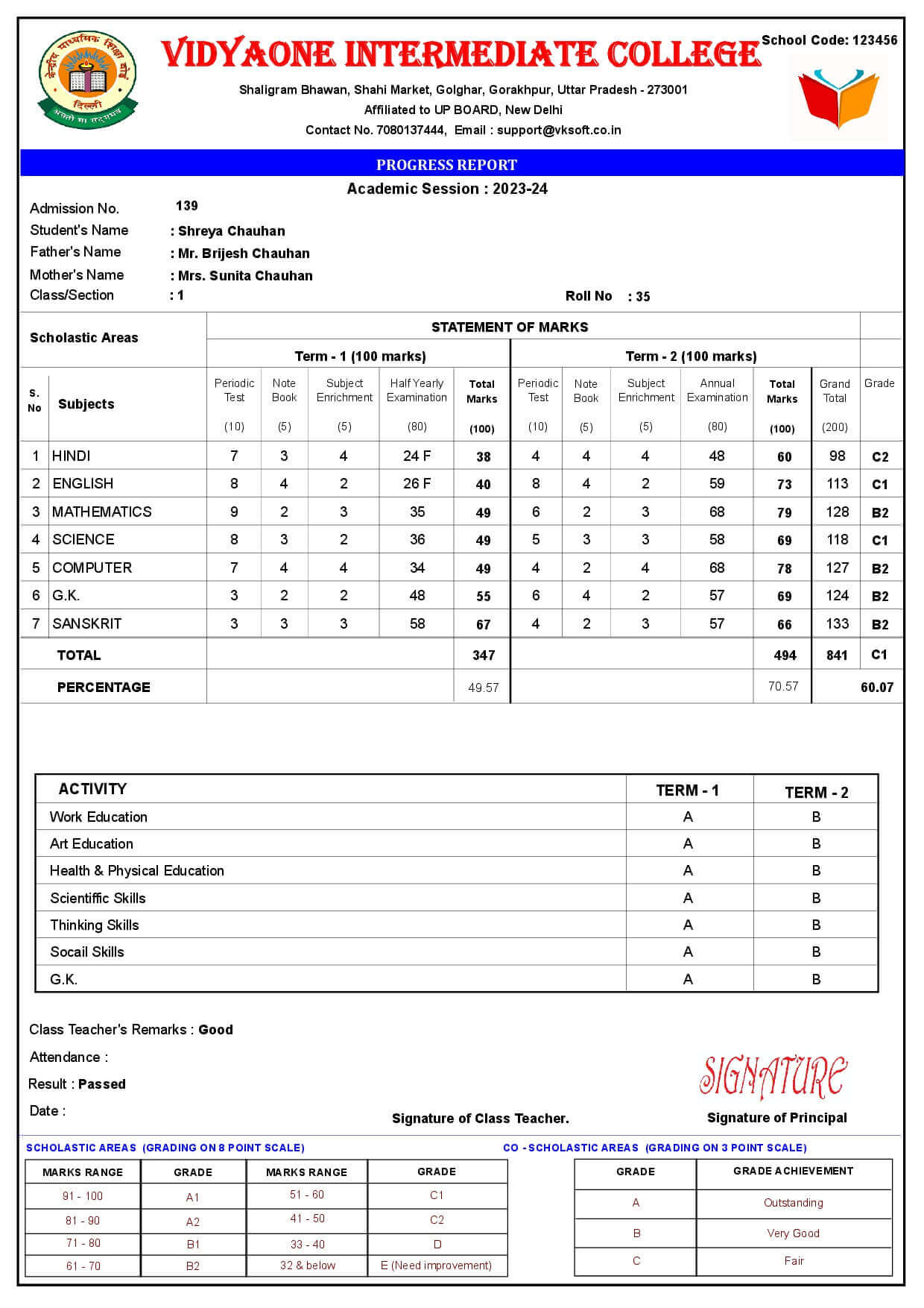 MARKSHEET023