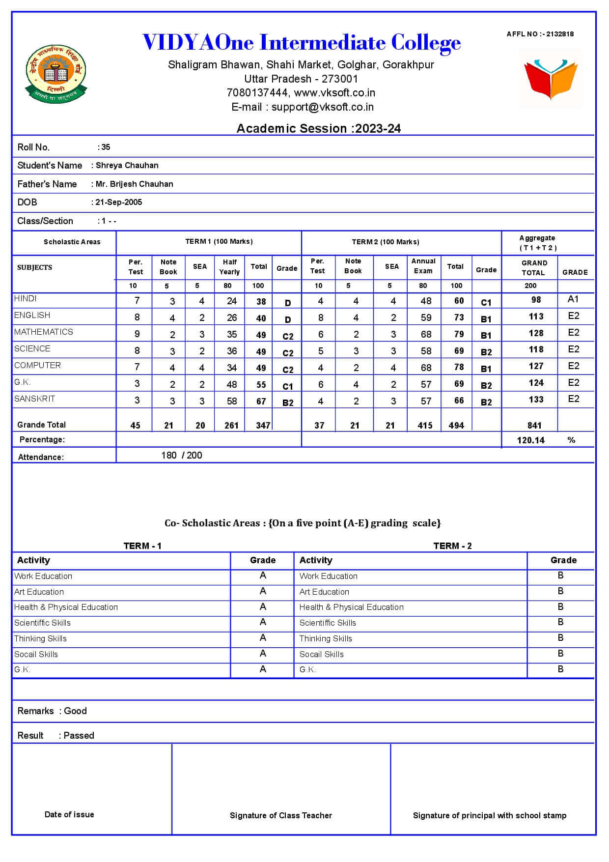 MARKSHEET066