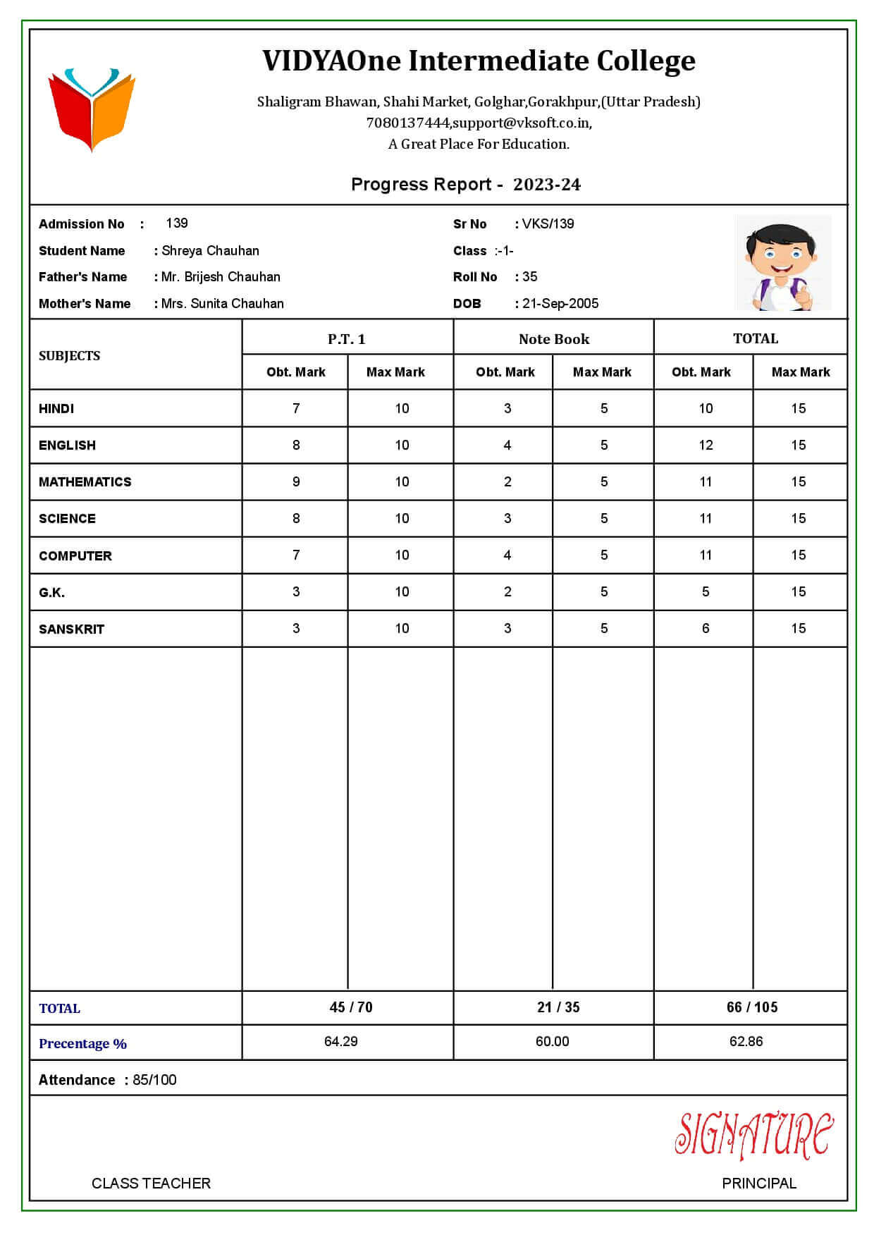 MARKSHEET035