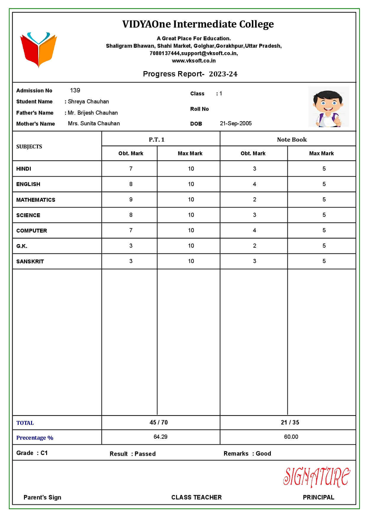 MARKSHEET006